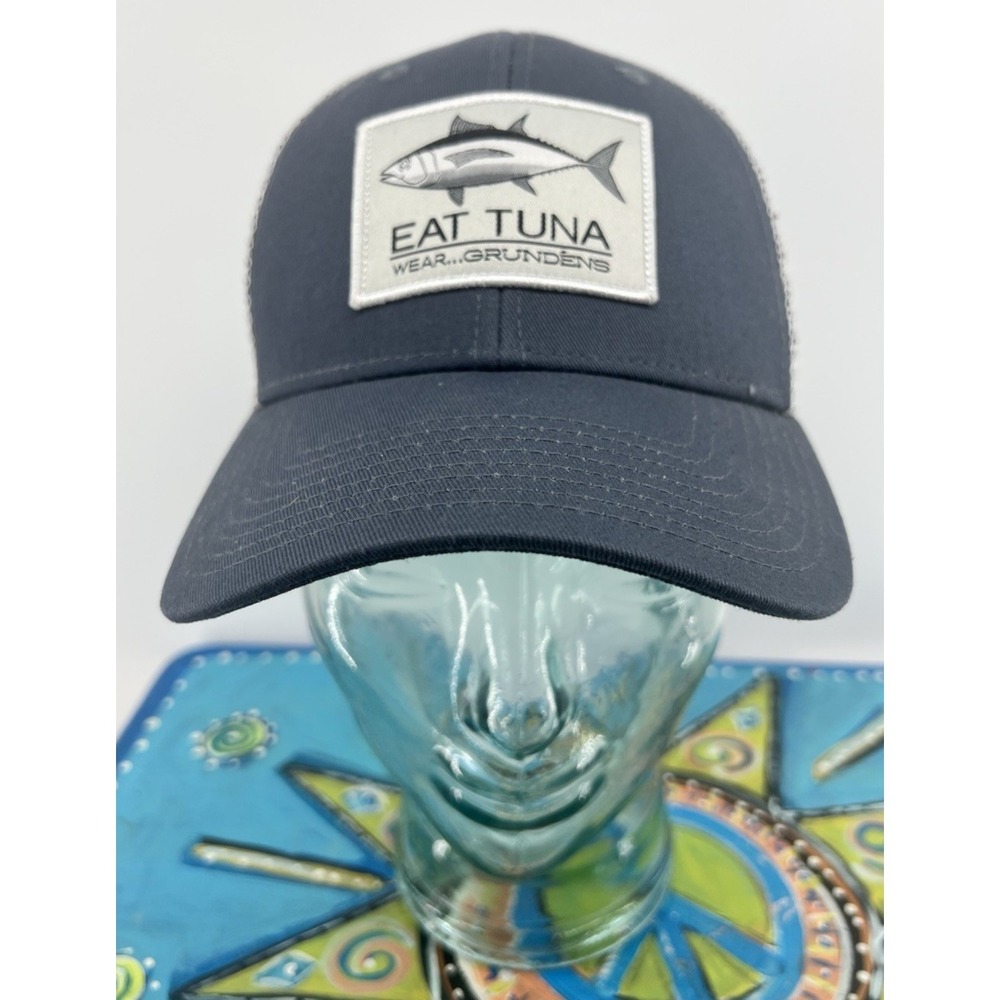 Grundens Eat Tuna Trucker Hat Dk Slate Gray Snapback Adjustable New NWT 50091